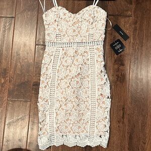Lulu's Cream Floral Lace Mini Dress